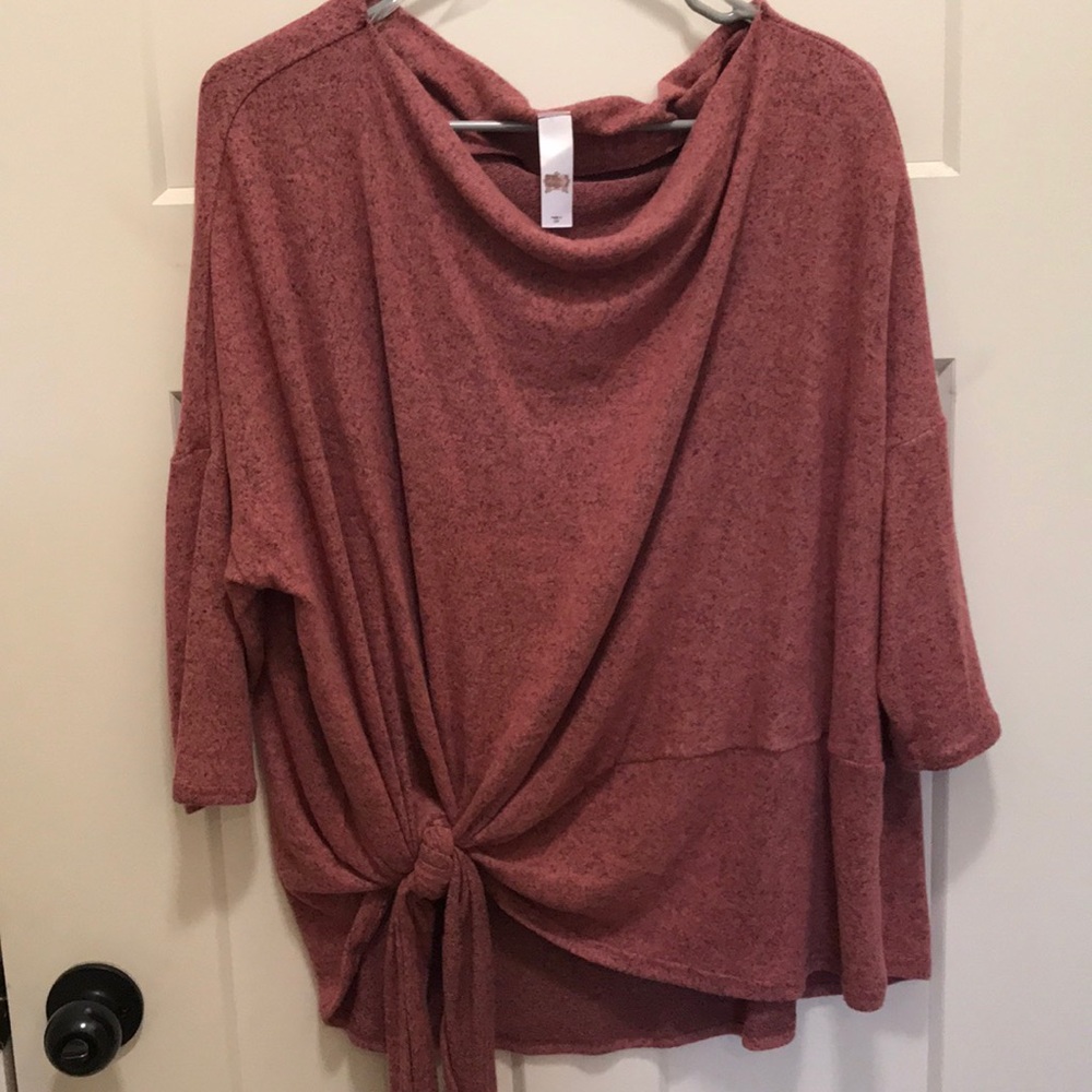 Pink side tie sweater